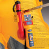 The Ocean Signal rescueMe MOB1 worn in flotation tube activated