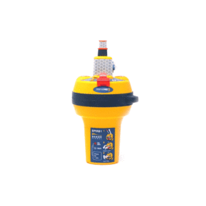 360-degree view of Ocean Signal rescueME EPIRB1 Emergency Position Indicating Radio Beacon, displaying its compact design and key features.