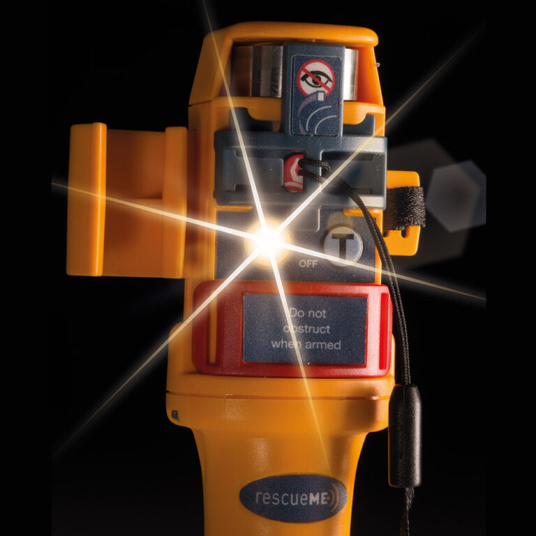 The Ocean Signal rescueMe MOB1 activated with strobe light