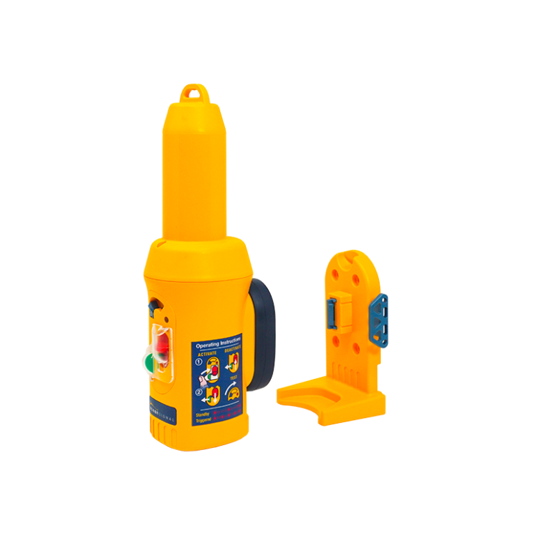 Ocean Signal S100 Sart with mount exploded, left angle