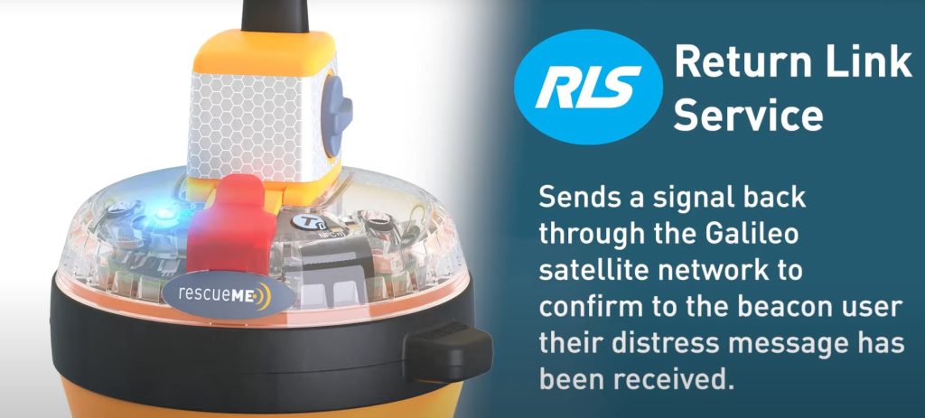 EPIRB met RLS wordt weergegeven