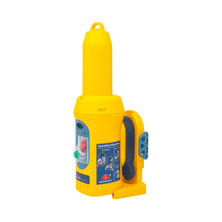 S200 AIS SART- tai etsintä- ja pelastuslähetin GMDSS- ja SOLAS-aluksille, asennettuna kiinnitystelineeseen