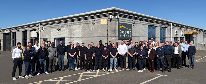 The Ocean Signal team outside the company's UK premises in Margate, Kent